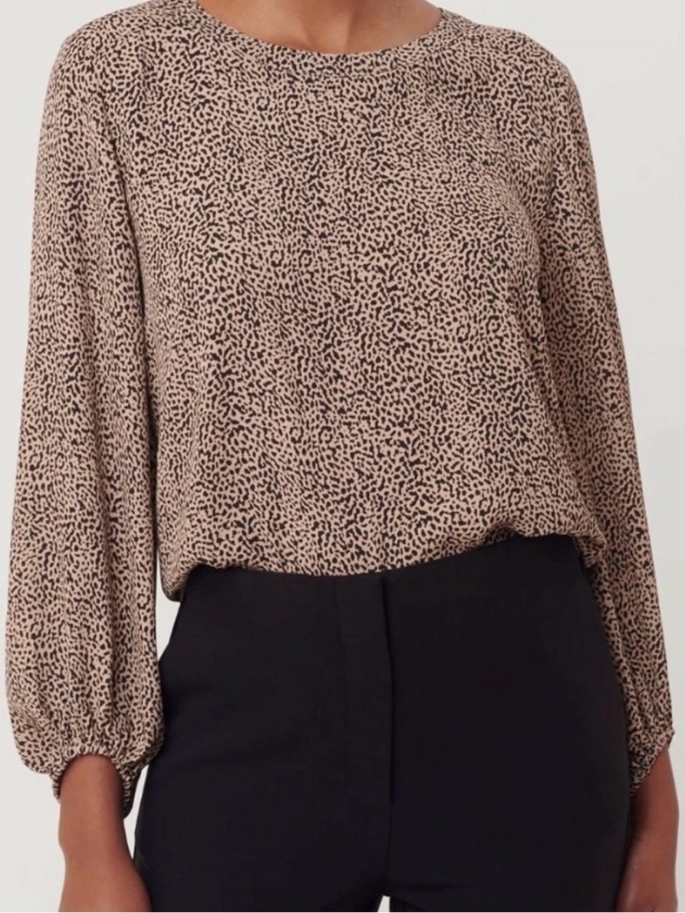 LOFT Animal Print Billow Sleeve Blouse Top Size XS